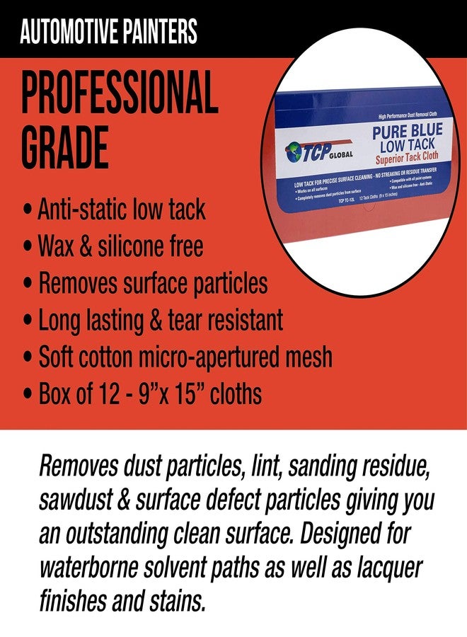 TCP Global Pure Blue Low Tack Superior Tack Cloth, 12-Pack, Automotive & Woodworking, Dust/Stain/Paint Rags, Tac Cloth for Autobody - Image 5